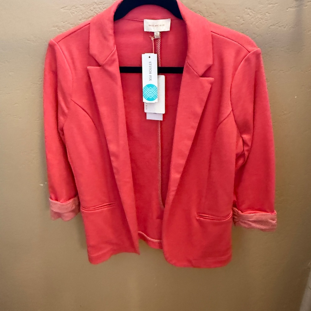 Skies Are Blue Coral Pink Blazer